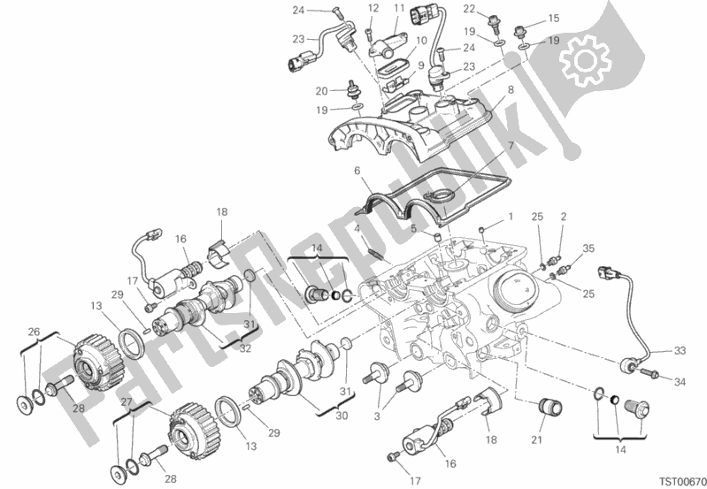 All parts for the Vertical Cylinder Head - Timing of the Ducati Diavel 1260 S Thailand 2020
